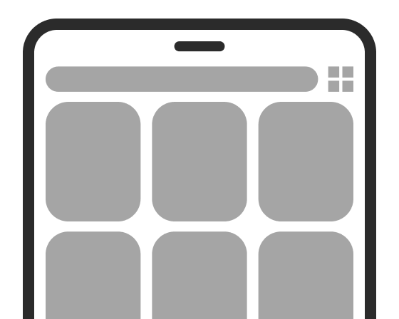 A three-column default grid layout on a tablet in portrait orientation.